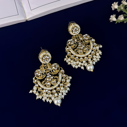 Golden Hridya Premium Kundan Necklace Set