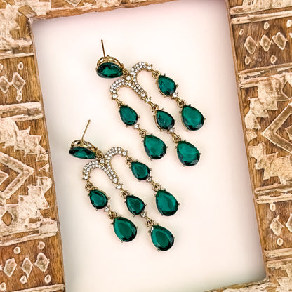 Sharon Chandelier Dangler Earrings - Green