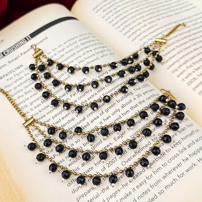 Ishana 3 Layer Pearl Detachable Earchains - Black