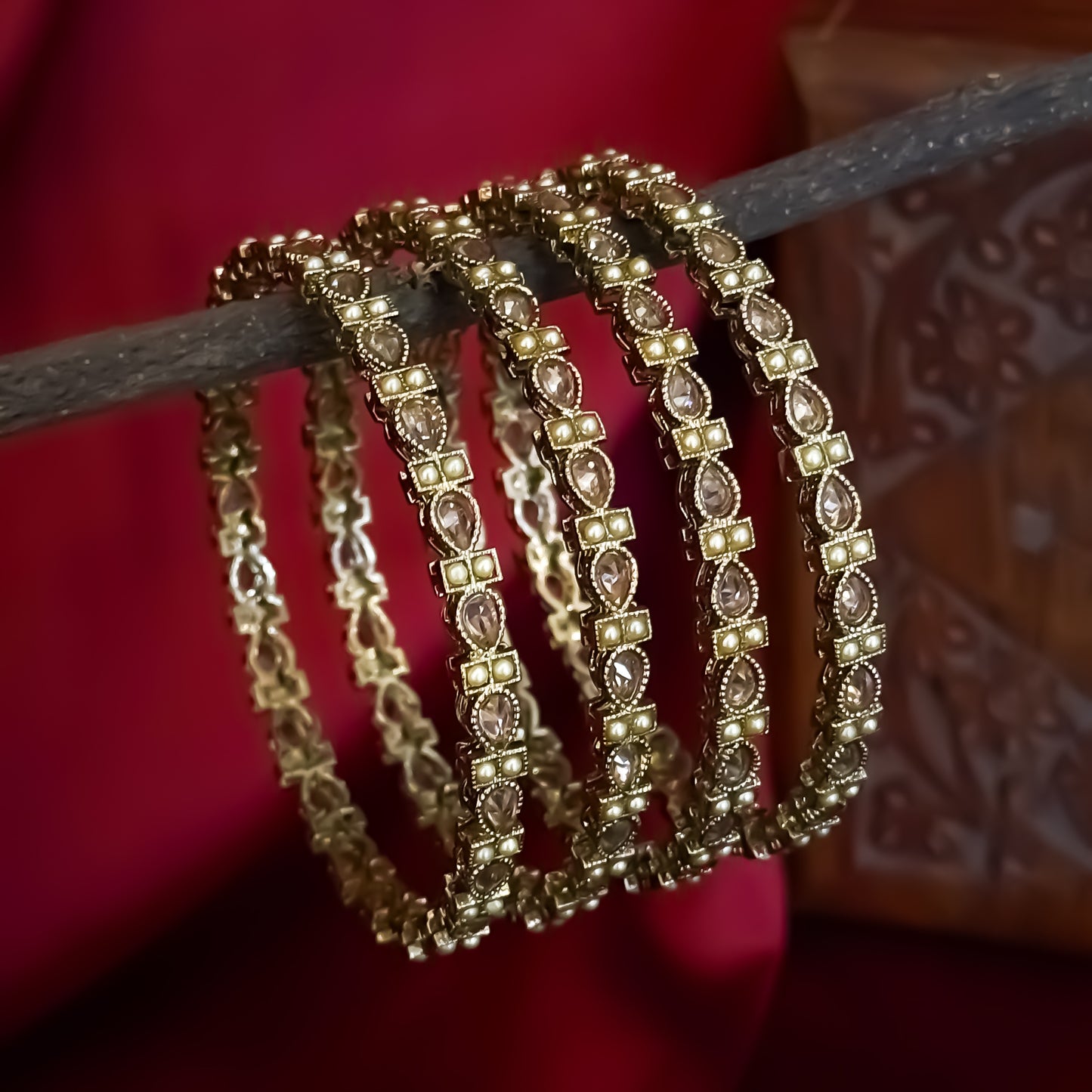 Rasika Jadau Reverse AD Premium Bangles (Set of 4) - Golden