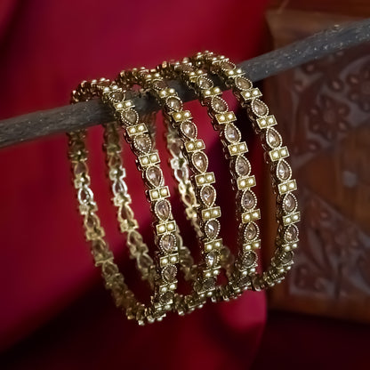 Rasika Jadau Reverse AD Premium Bangles (Set of 4) - Golden