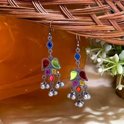 Kriti Afghani Vintage Mirror Earrings - Multi