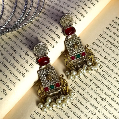 Nandini SLA Brass Earrings - Maroon