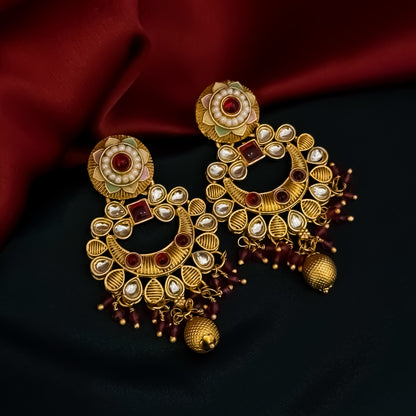 Sayantika Rajwadi Matte Polish Necklace Set - Magenta Pink