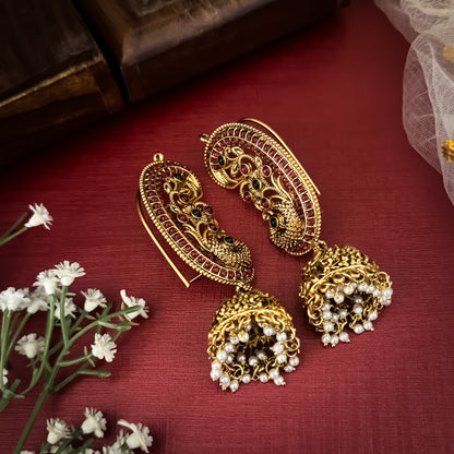 Madhvi Premium Temple Gold Earcuff Earrings
