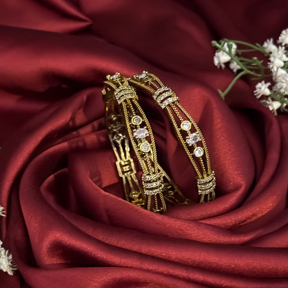 Zoya Premium AD Bangles Golden (Set of 2)