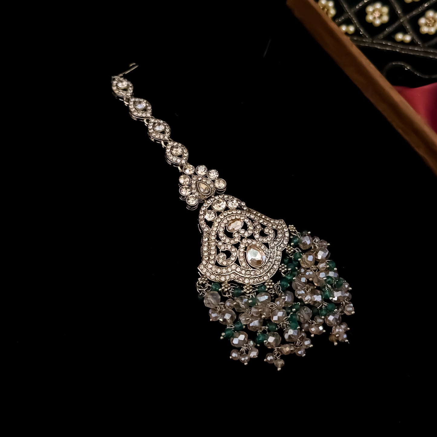 Madiha Premium Reverse AD Necklace Set - Green