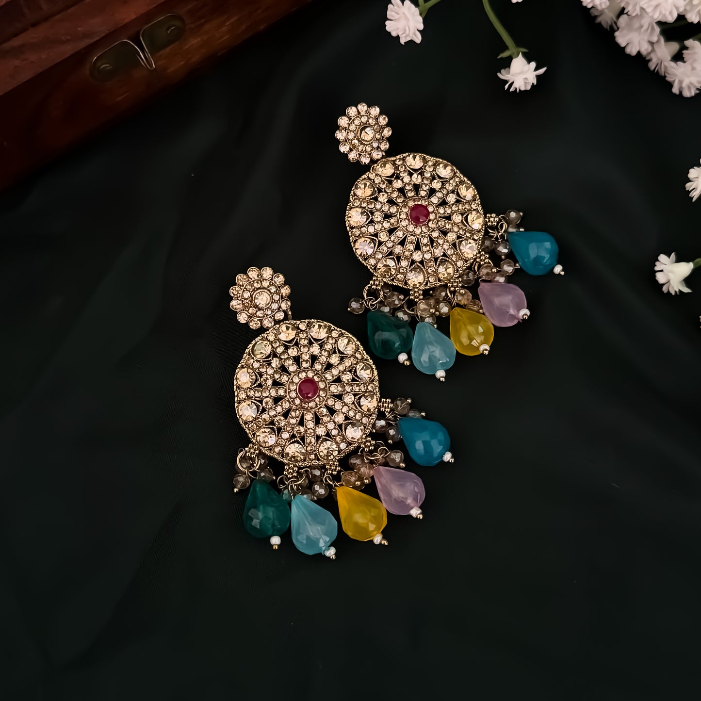 Hetal Pearl Long Necklace Set - Multi