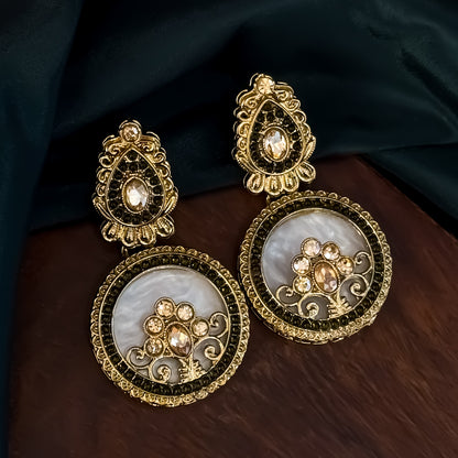 Itika Jadau MOP Chandbali Earrings - Mehendi Green