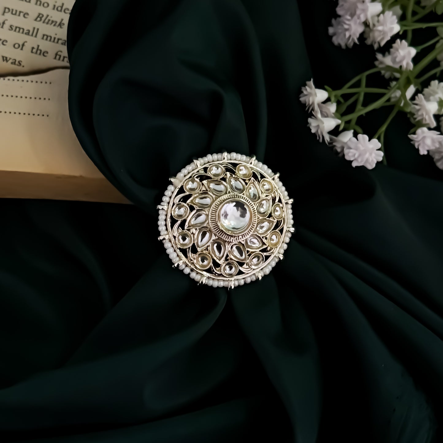 Aahira Dabi Kundan Adjustable Ring- Golden