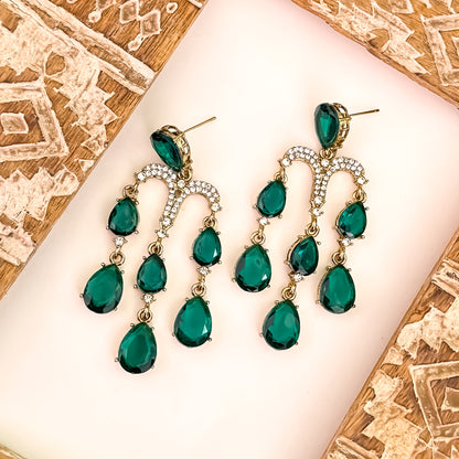 Sharon Chandelier Dangler Earrings - Green
