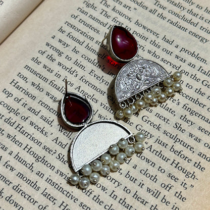 Monalisa SLA Brass Chandbali Earrings - Maroon