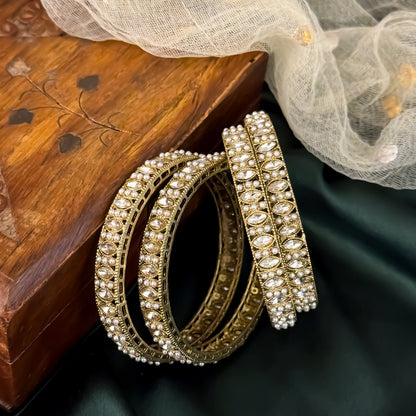 Golden Aayushi Jadau Kundan Bangles (Set of 4)