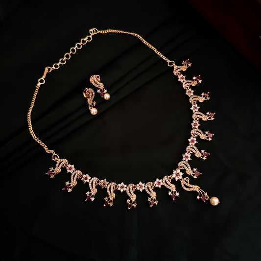 Peacock Pallete AD Necklace Set