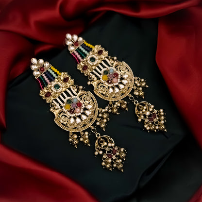 Raaj Rani Fusion Chandbali Earrings - Multi