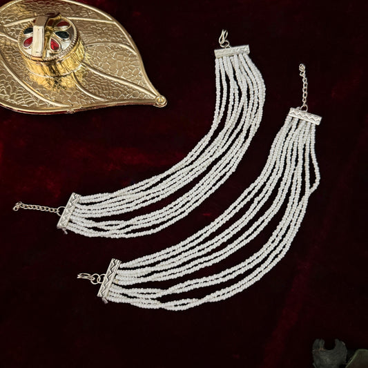 Iyanka 10 Layer Pearl Bahubali Detachable Earchains/Sahara - Golden