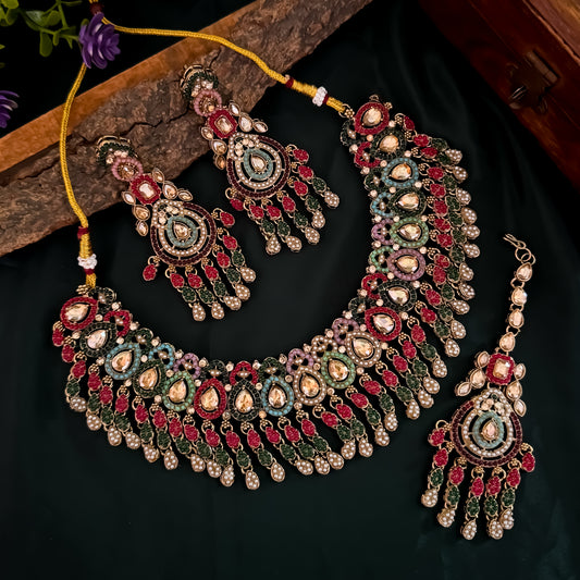 Lekhya Jadau Reverse AD Necklace Set