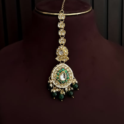 Shireen Premium Meenakari Kundan Choker Necklace Set - Green