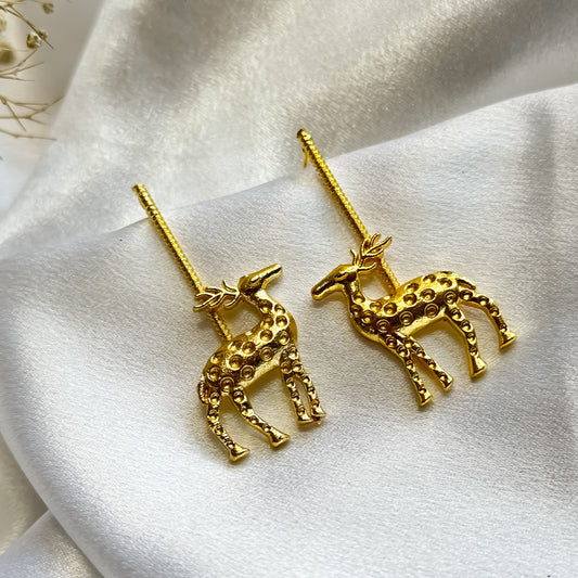 Dainty Deer Handcrafted Brass Earrings