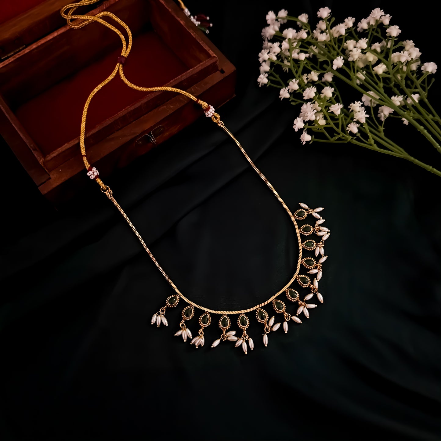 Prisha Pearl Necklace Set - Green