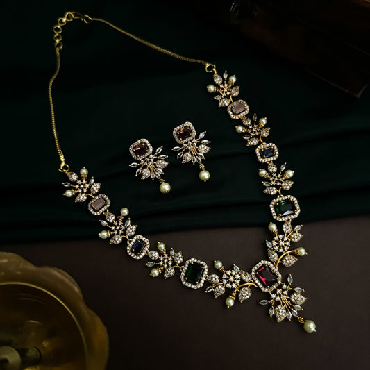 Shreshtha Navratan AD Necklace Set