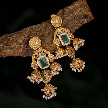 Maitri Premium Kashmiri Jhumka Earrings - Pastel Green