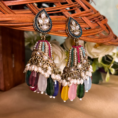 Maheer Jadau Jhumka Earrings - Multi
