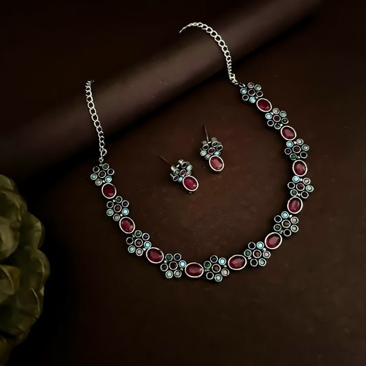 Himja German Silver Necklace Set