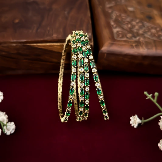 Emerald Green Avira Premium AD Bangles (Set of 4)