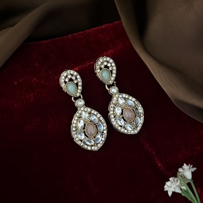 Pastel Pink & Green Dhrishya Kundan Necklace Set