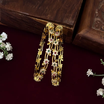 Parnika Floral Premium AD Bangles (Set of 2)