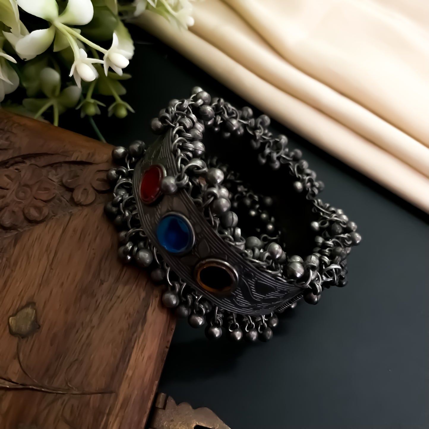 Aavya Silver Adjustable Bracelet/Kada