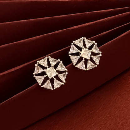 Chloe American Diamond Silver Stud Earrings