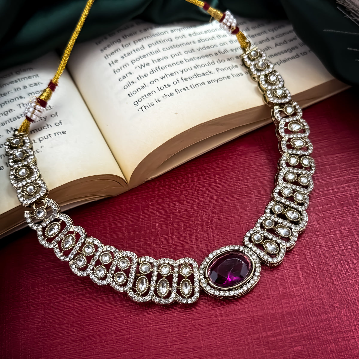 Wine Angel Wings Designer Zircone Necklace Set