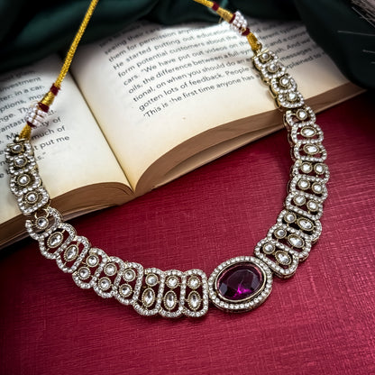 Wine Angel Wings Designer Zircone Necklace Set
