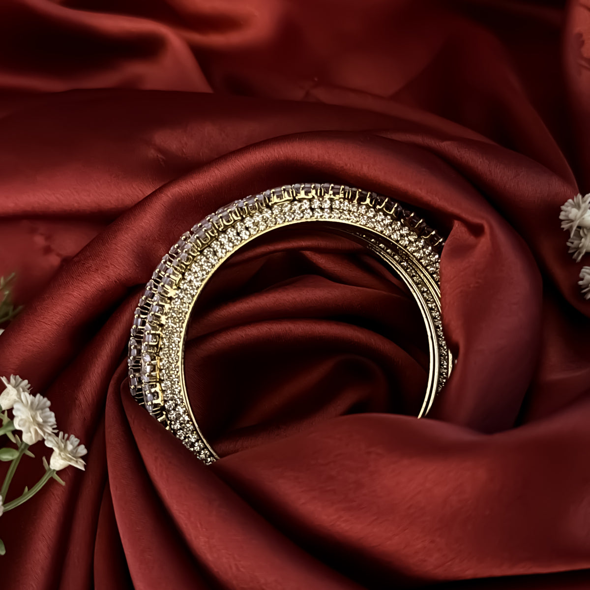 Golden Sharvi Premium AD Bangles (Set of 2)