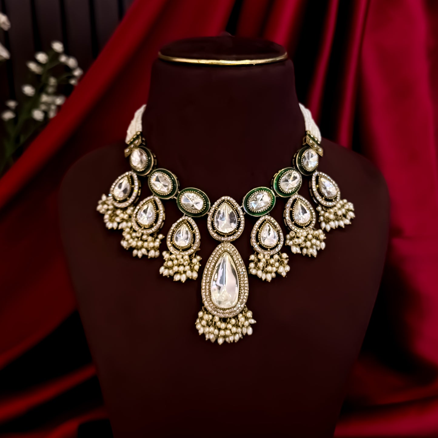 Lavanya Premium Kundan Necklace Set - Golden