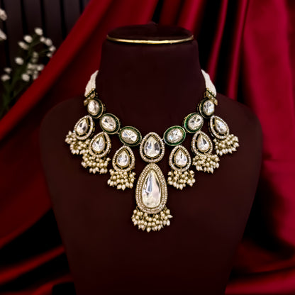 Lavanya Premium Kundan Necklace Set - Golden
