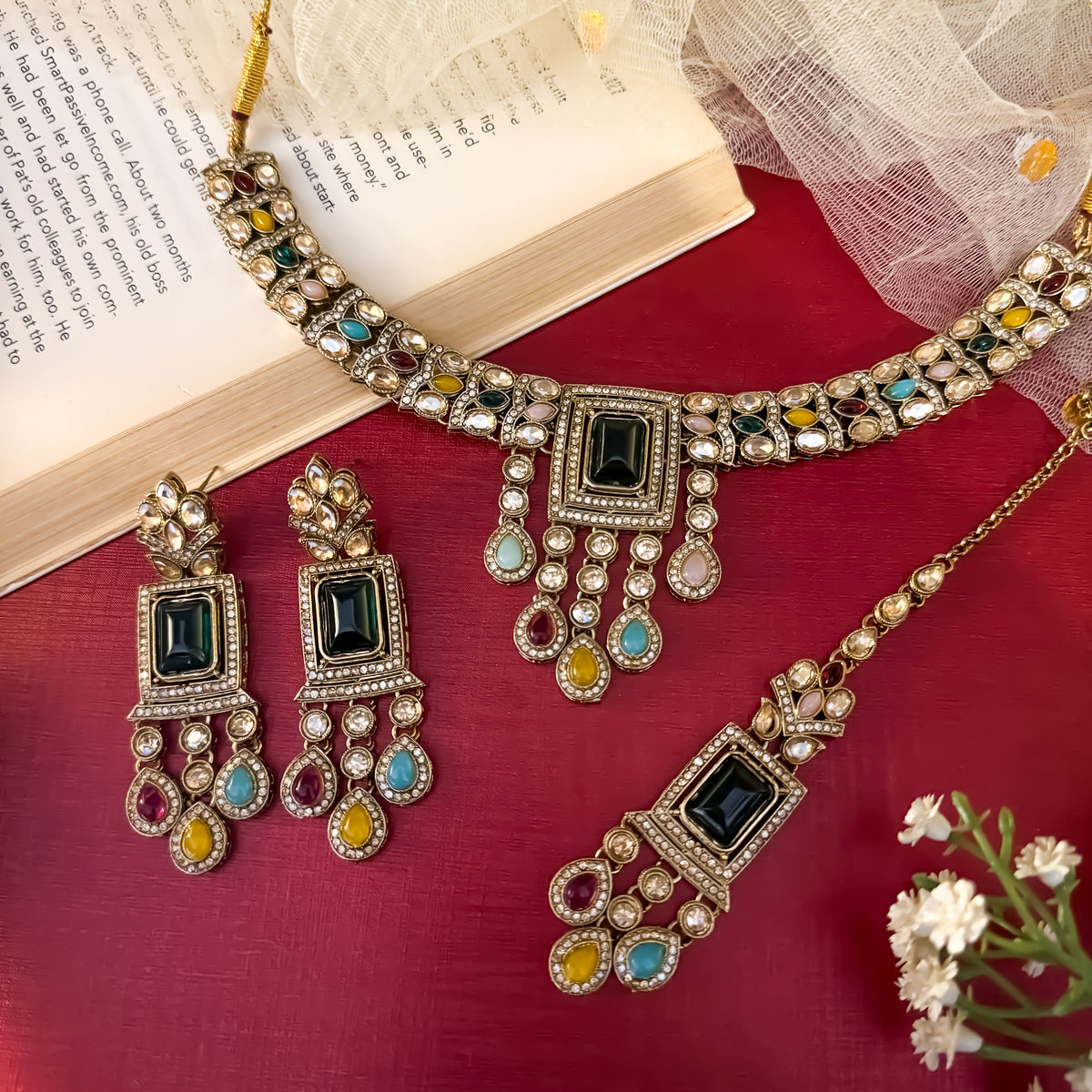 Multi Shehneel Kundan Choker Necklace Set