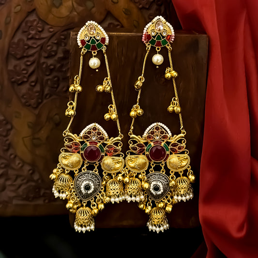 Nemat Kashmiri Brass Ghungroo Earrings - Pink