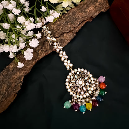 Mehek Mirror Jhumka Earrings with Sahara & Teeka- Multi