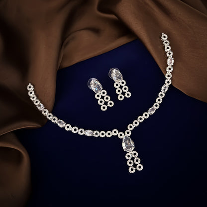 Crystal White Eden American Diamond Necklace Set