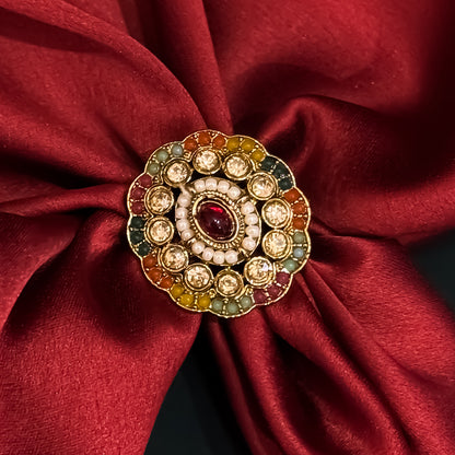 Koyal Jadau Adjustable Ring - Multi