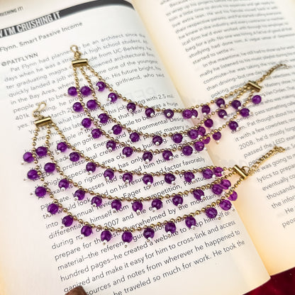 Ishana 3 Layer Pearl Detachable Earchains - Purple