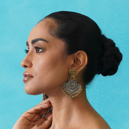 DUAL TONED OXIDIZED EARRING