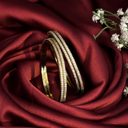 Golden Lyra Premium AD Bangles Golden (Set of 4)