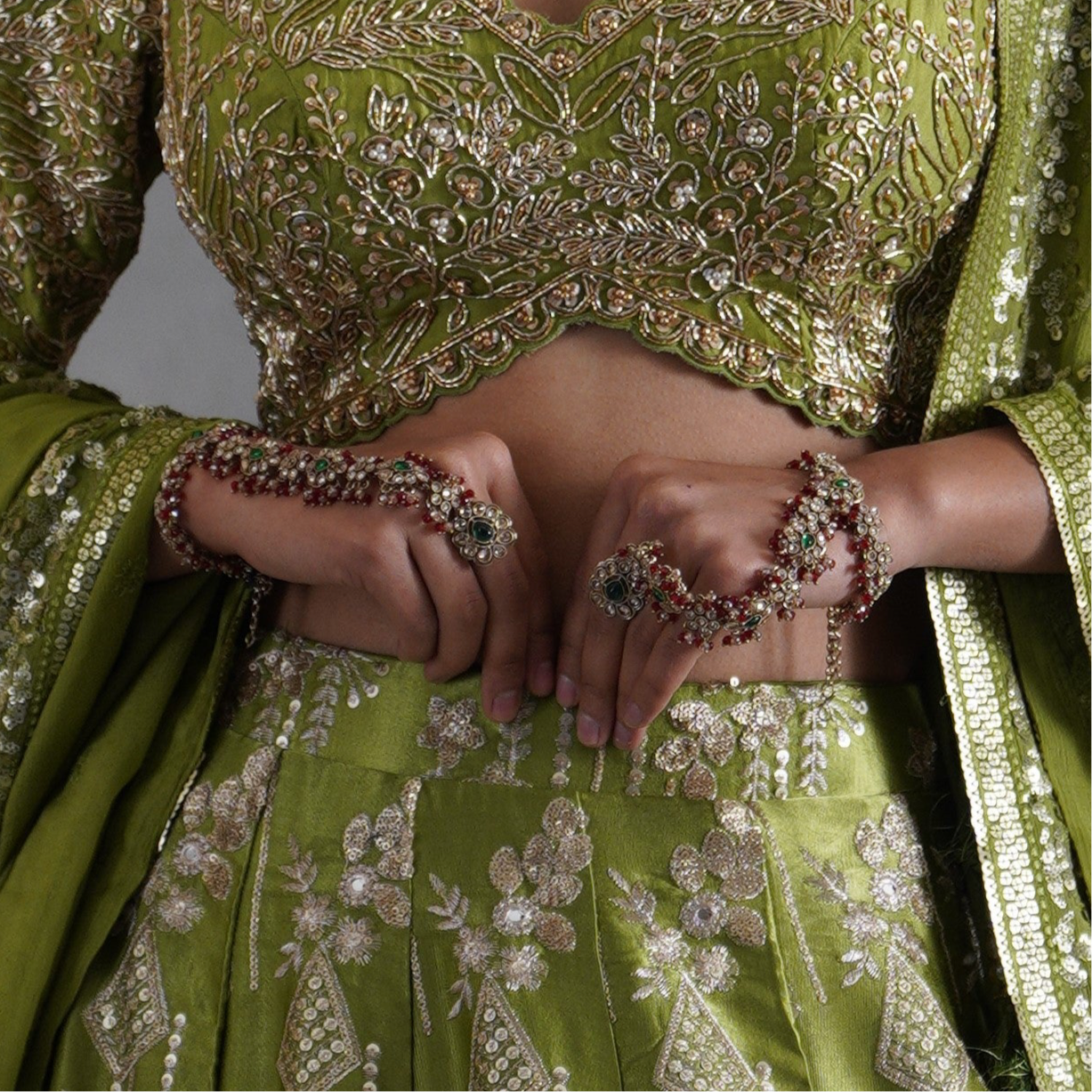 Nikhat Premium Reverse AD Haathphool - Maroon & Golden