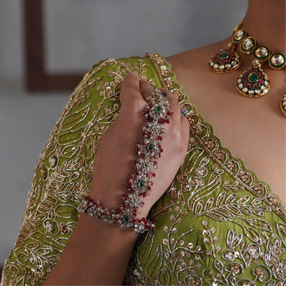 Nikhat Premium Reverse AD Haathphool - Maroon & Golden