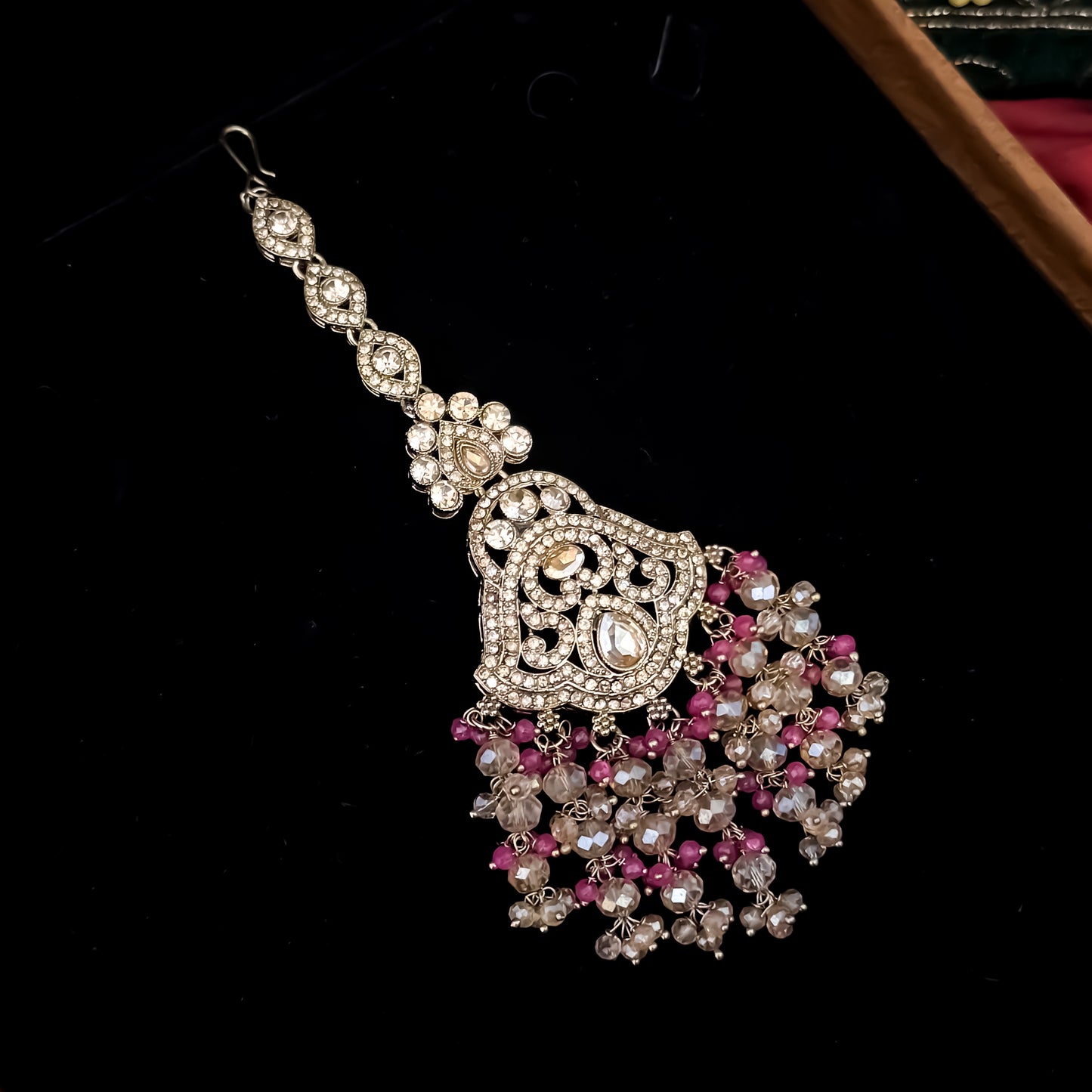 Madiha Premium Reverse AD Necklace Set - Pink