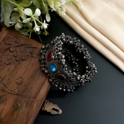Aavya Silver Adjustable Bracelet/Kada